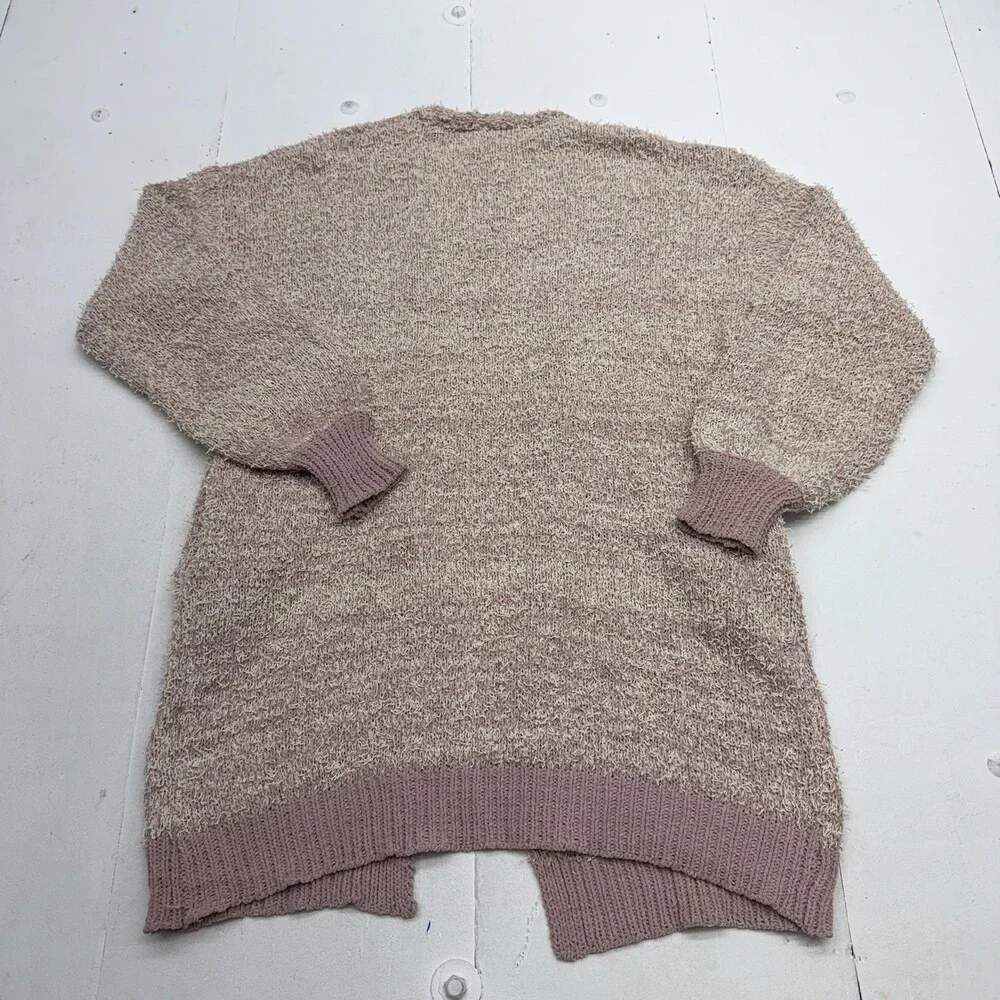 Umgee Sweater Cardigan Womens S Pink Open Front Pockets Chunky Knit Longline
